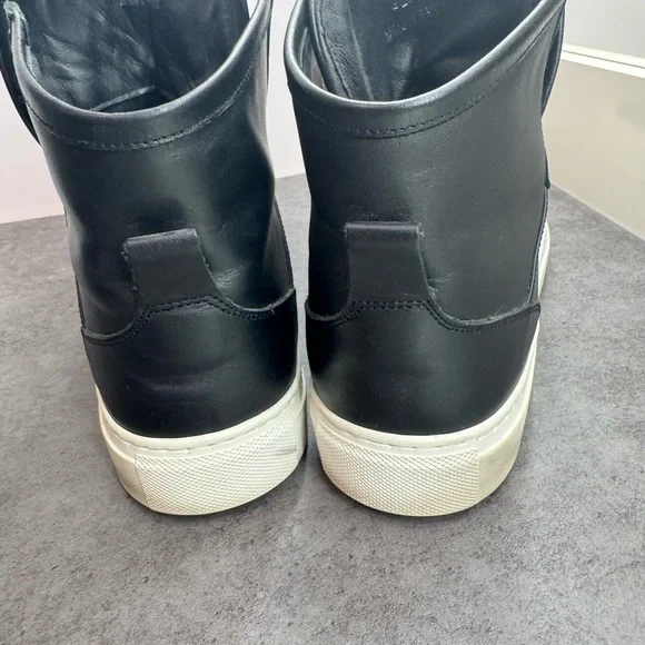 Versace Black Leather Sneakers with White Soles